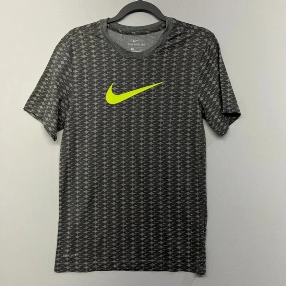 Nike Dri-Fit Cotton Tee Shirt All-Over-Logo CT6468-063 Grey Men's S - Picture 1 of 6